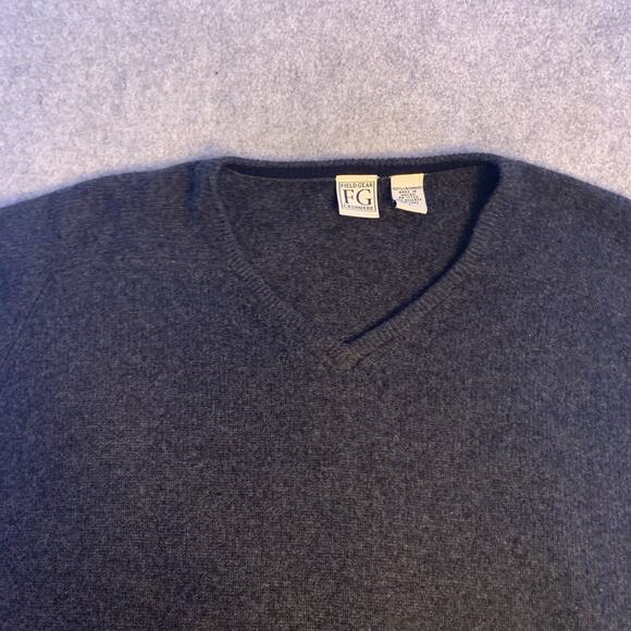 Field Gear Cashmere Sweater Mens, Dark Gray Size L, V Neck Pullover Quiet Luxury - Picture 5 of 9